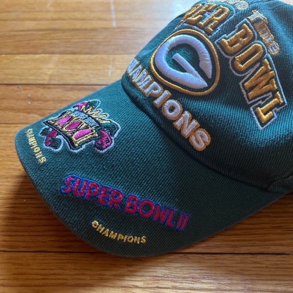 Green Bay Packers Super Bowl Patches Hat / Adjustable - Picture 3 of 5